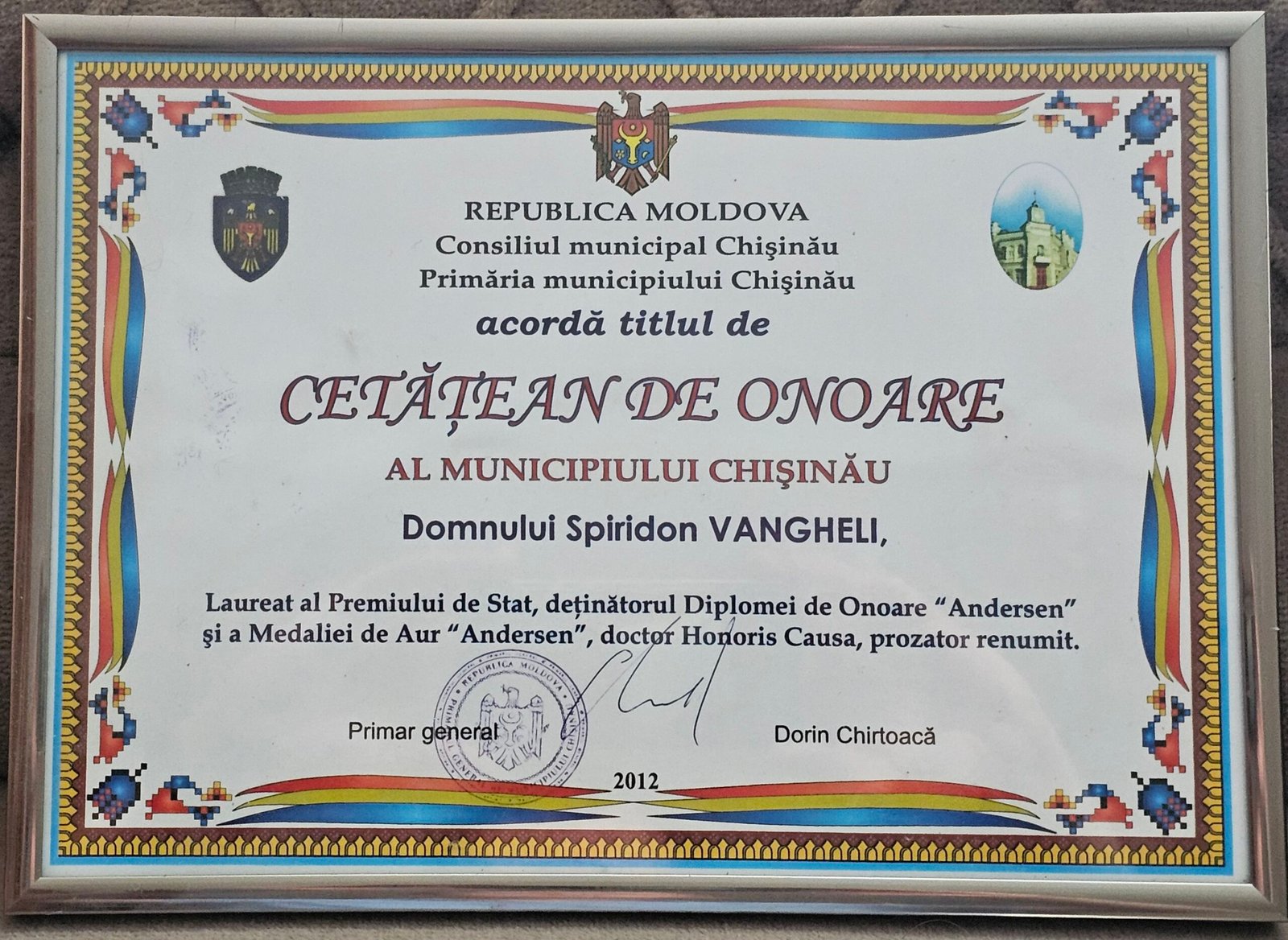 Cetățean de Onoare al municipiului Chișinău