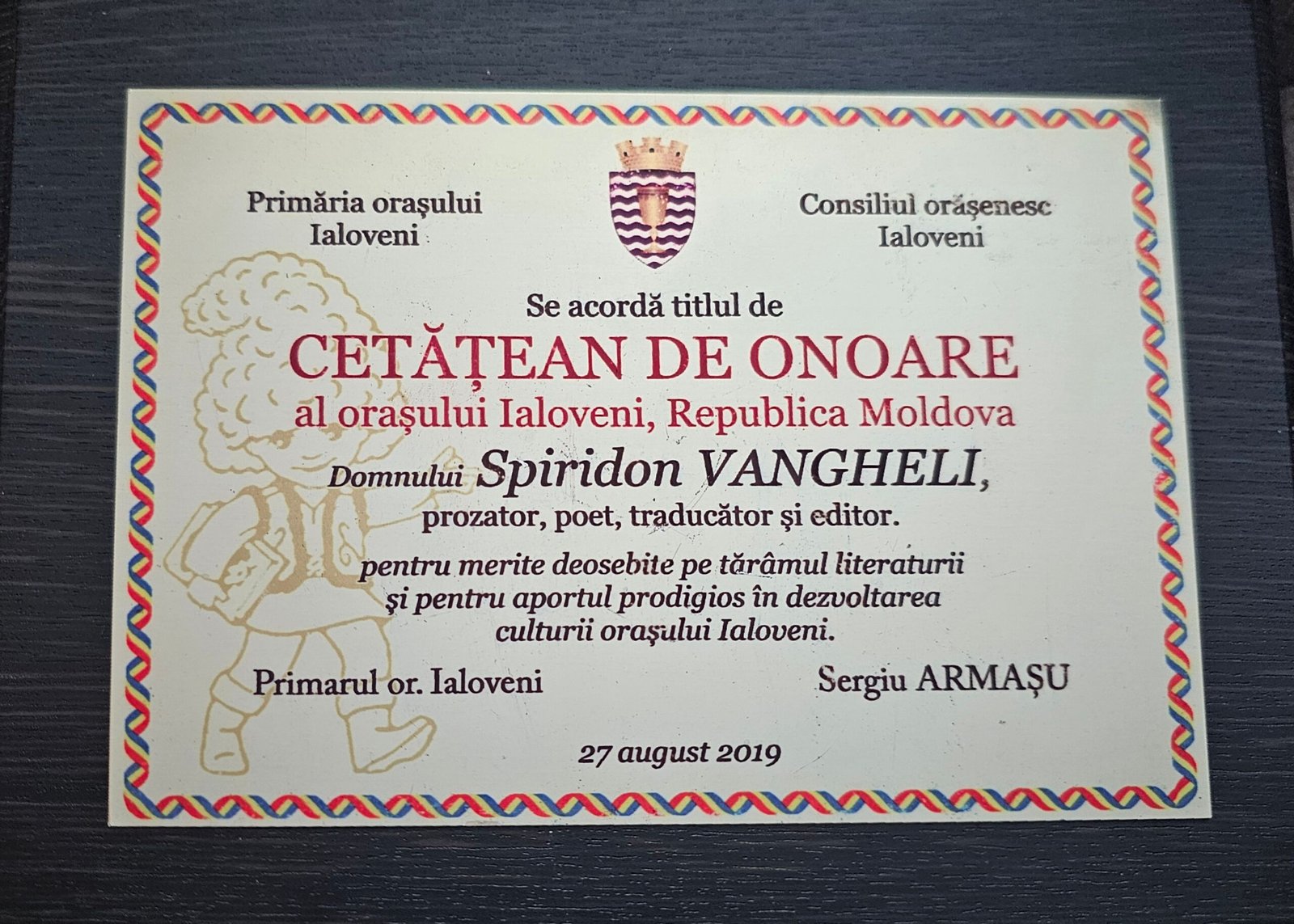 Cetățean de Onoare al orașului Ialoveni