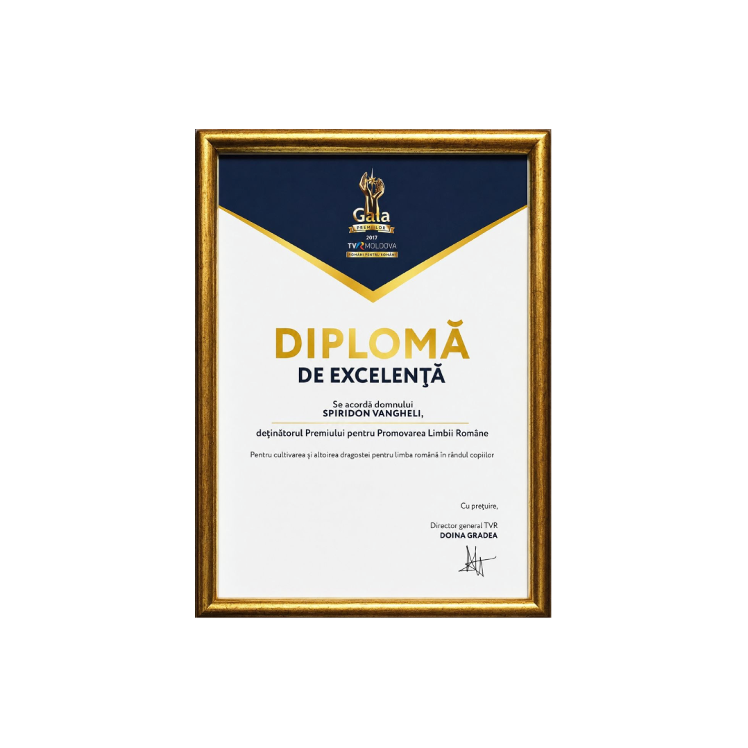 Diploma de Excelență în cadrul Galei Premiilor TVR Moldova din 2017